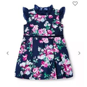 New with tags Janie and Jack girls blue and pink floral satin ruffle dress
